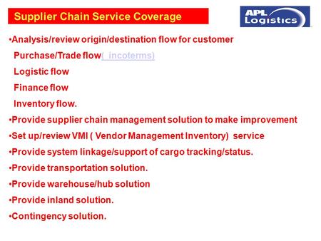 Supplier Chain Service Coverage