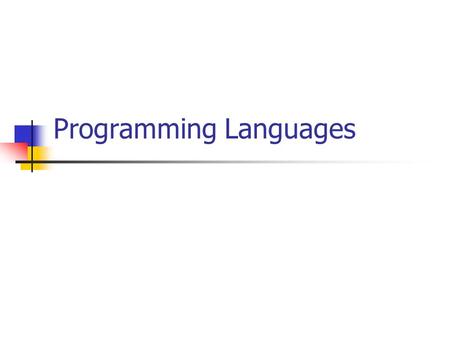 Programming Languages