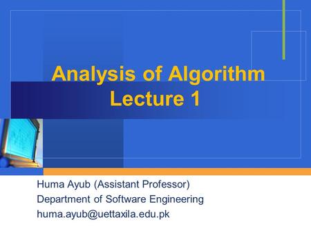 Analysis of Algorithm Lecture 1