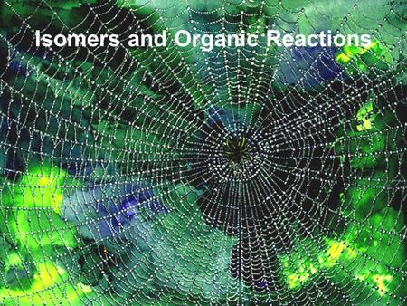 Isomers and Organic Reactions. 10 Points Extra Credit: Due Friday Choose a product that is in your home (i.e., shampoo, lotion, etc.) and find the chemical.