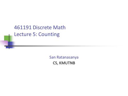 Discrete Math Lecture 5: Counting