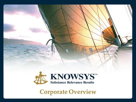 Corporate Overview. Value Proposition Founded in 1995, Knowsys focuses its engagements on successfully managing large, complex projects, improving governance,