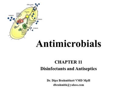 Disinfectants and Antiseptics Dr. Dipa Brahmbhatt VMD MpH