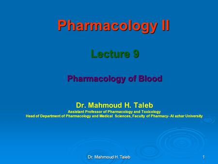 Assistant Professor of Pharmacology and Toxicology