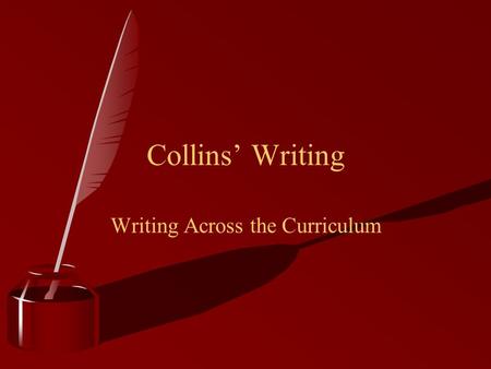 Writing Across the Curriculum Collins’ Writing. To develop successful, life-long writers, students must have: Opportunities to: write in many environments.