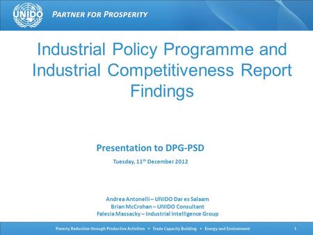 Presentation to DPG-PSD Tuesday, 11th December 2012