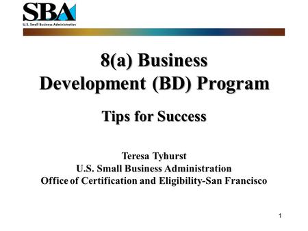 8(a) Business Development (BD) Program