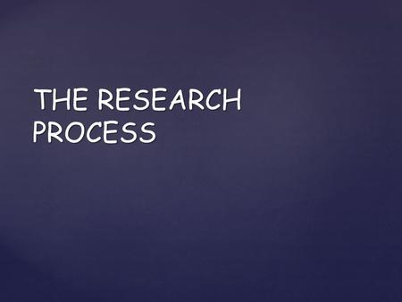 THE RESEARCH PROCESS.