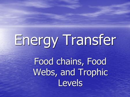 Food chains, Food Webs, and Trophic Levels