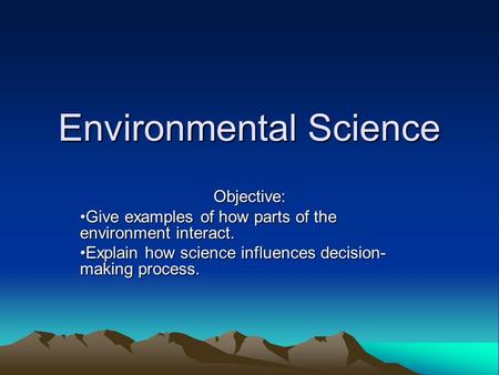 Environmental Science