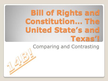 Bill of Rights and Constitution… The United State’s and Texas’!