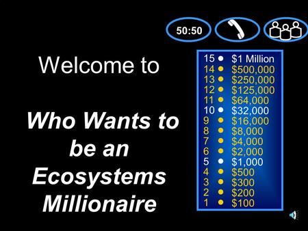 15 14 13 12 11 10 9 8 7 6 5 4 3 2 1 $1 Million $500,000 $250,000 $125,000 $64,000 $32,000 $16,000 $8,000 $4,000 $2,000 $1,000 $500 $300 $200 $100 Welcome.