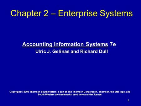 Chapter 2 – Enterprise Systems