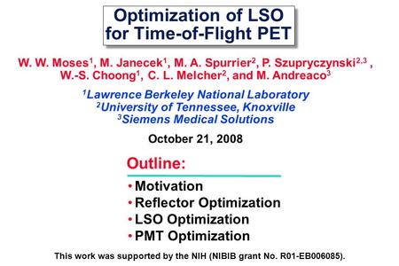 Optimization of LSO for Time-of-Flight PET