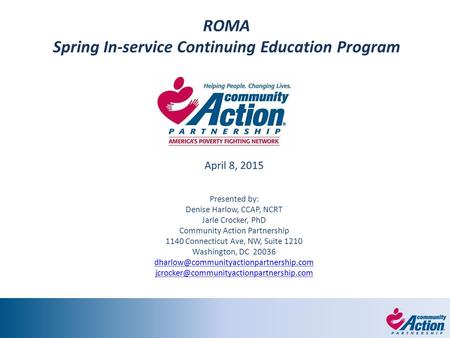 ROMA Spring In-service Continuing Education Program