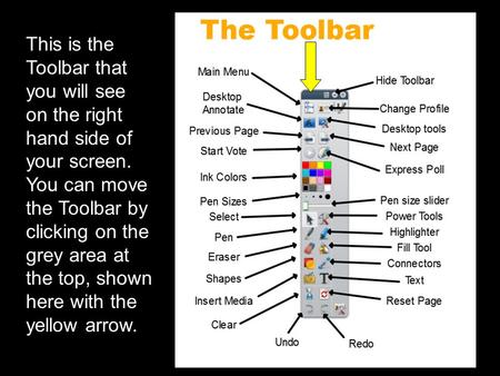 North Allegehny Librarians This is the Toolbar that you will see on the right hand side of your screen. You can move the Toolbar by clicking on the grey.