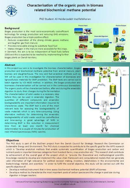 Institute of Chemical Engineering, Biotechnology and Environmental Technology, Niels Bohrs Allé 1, 5230 Odense M, Denmark   Characterisation.