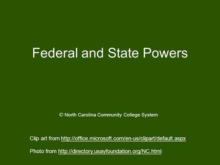 Federal and State Powers