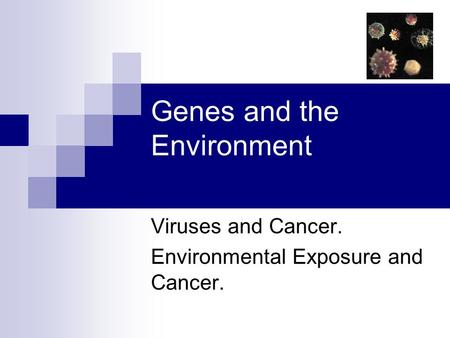 Genes and the Environment Viruses and Cancer. Environmental Exposure and Cancer.