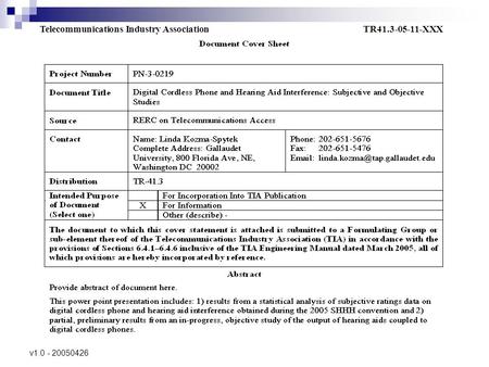 V1.0 - 20050426 Telecommunications Industry AssociationTR41.3-05-11-XXX.