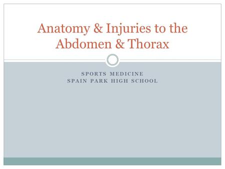 Anatomy & Injuries to the Abdomen & Thorax