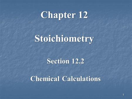 Chemical Calculations