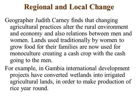 Regional and Local Change