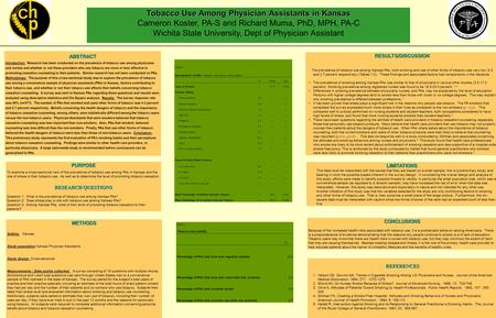 METHODS Setting Kansas Study population Kansas Physician Assistants Study design Cross-sectional Measurements / Data points collected A survey consisting.