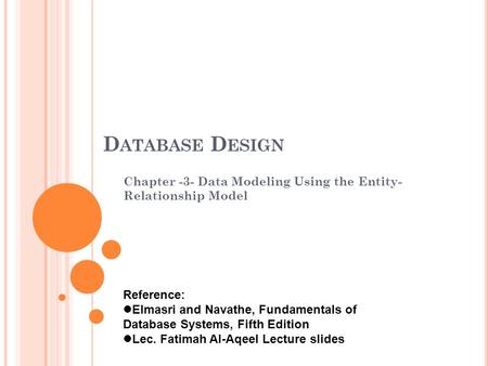 Chapter -3- Data Modeling Using the Entity- Relationship Model