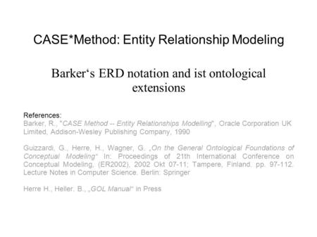 CASE*Method: Entity Relationship Modeling