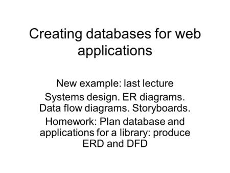 Creating databases for web applications