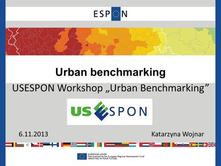 Urban benchmarking USESPON Workshop „Urban Benchmarking” 6.11.2013 Katarzyna Wojnar.