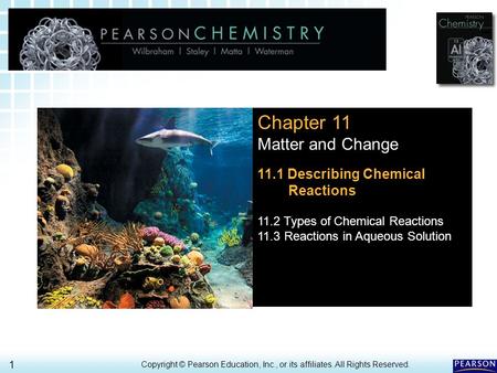 Chapter 11 Matter and Change 11.1 Describing Chemical Reactions