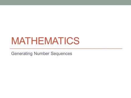 Generating Number Sequences