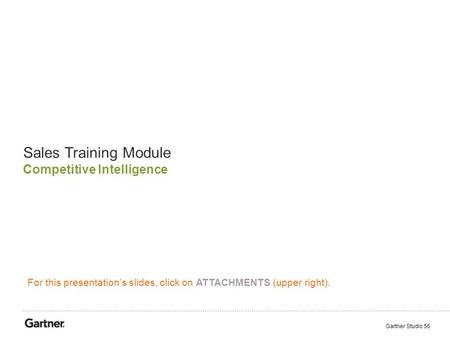 Sales Training Module Competitive Intelligence