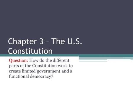 Chapter 3 – The U.S. Constitution