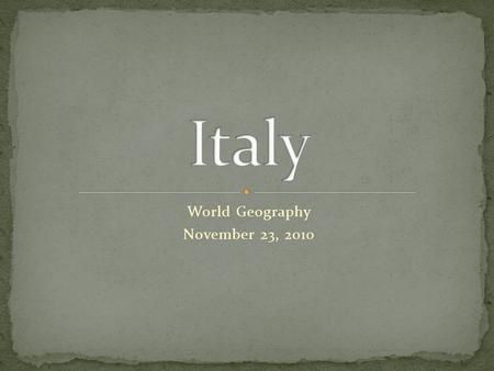 World Geography November 23, 2010. In the center of the country you will find the Apennine Mountains, with no peak higher than 10,000 ft above sea level.