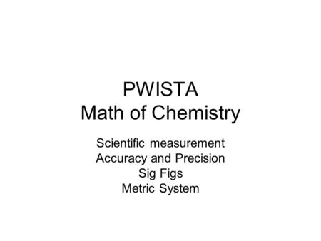 PWISTA Math of Chemistry