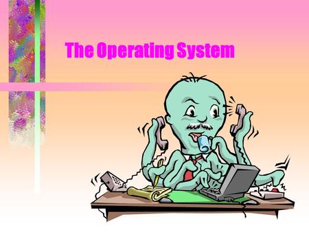 The Operating System. without an operating system: the screen would be blank there'd be no response when you tap the keys disk programmes wouldn't load.