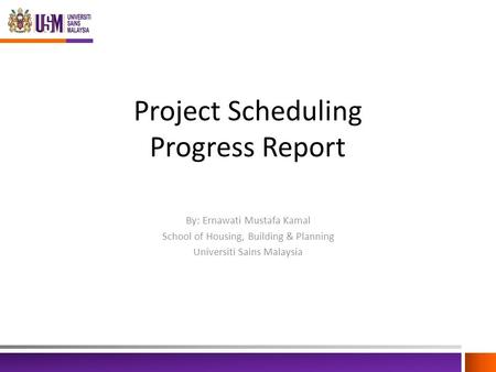 Project Scheduling Progress Report