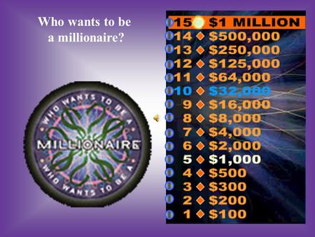 Who wants to be a millionaire? A:B: 31th October31th November 1. When is Halloween? C:D: 31st October 31st November.