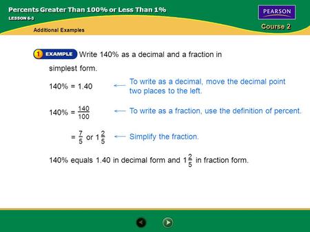 Percents Greater Than 100% or Less Than 1%