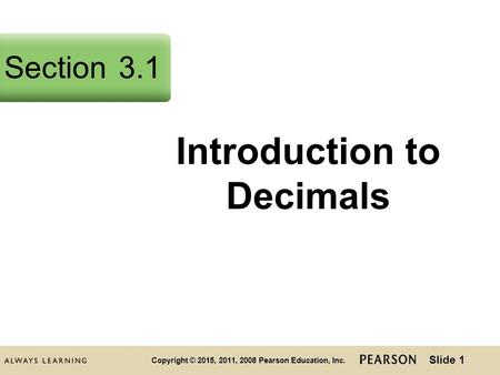 Introduction to Decimals