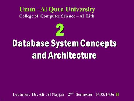 Database System Concepts and Architecture