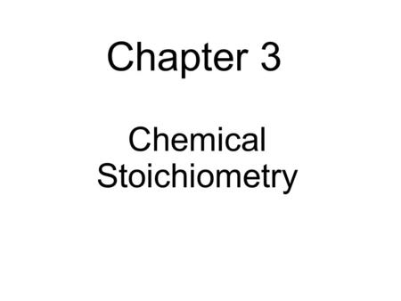 Chemical Stoichiometry