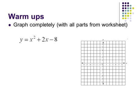 Warm ups Graph completely (with all parts from worksheet)