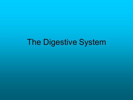 The Digestive System.