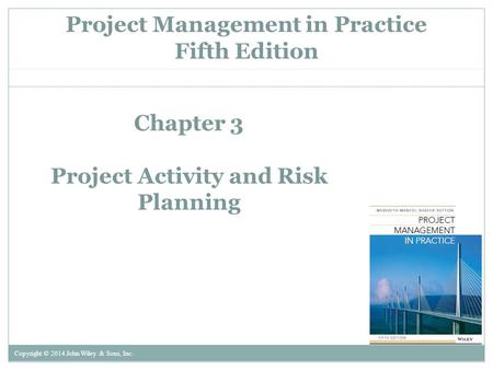 Chapter 3 Project Activity and Risk Planning