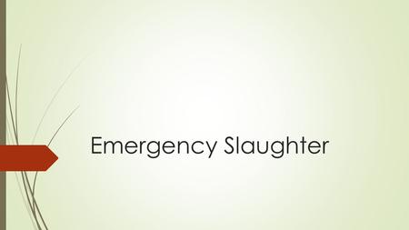 Emergency Slaughter.