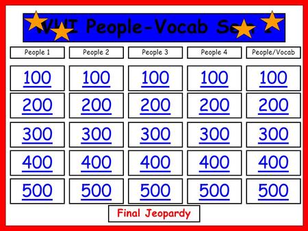 WHI People-Vocab Sem 1 100 200 300 400 500 100 200 300 400 500 100 200 300 400 500 100 200 300 400 500 100 200 300 400 500 People 1People 2People 3People.